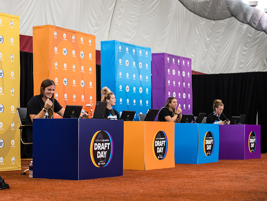 Wagner, Warren, Pendley, and Fagan prepare to draft their teams.