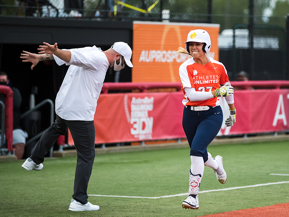 Sahvanna Jaquish heads towards home plate after hitting a grand slam.